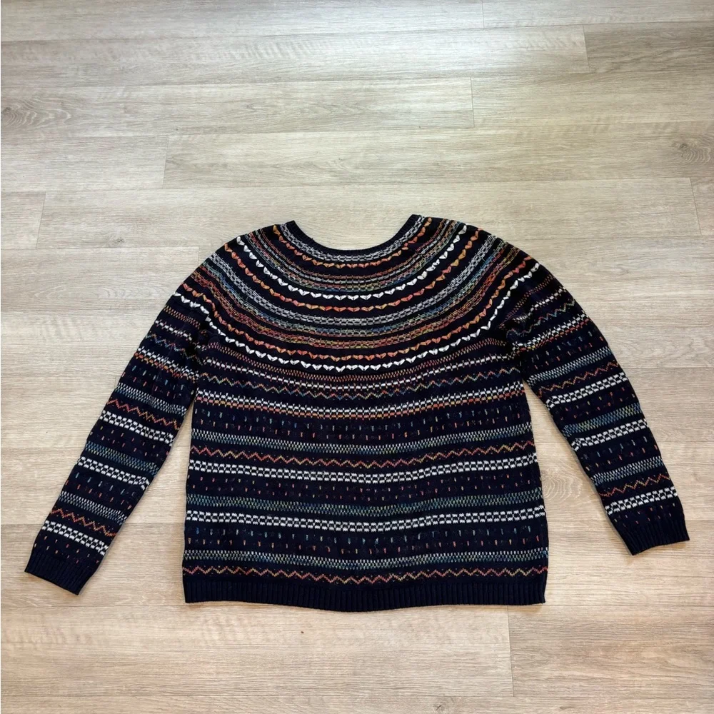 Bass Fair Isle Navy Multicolored Winter Long Sleeve Sweater XL